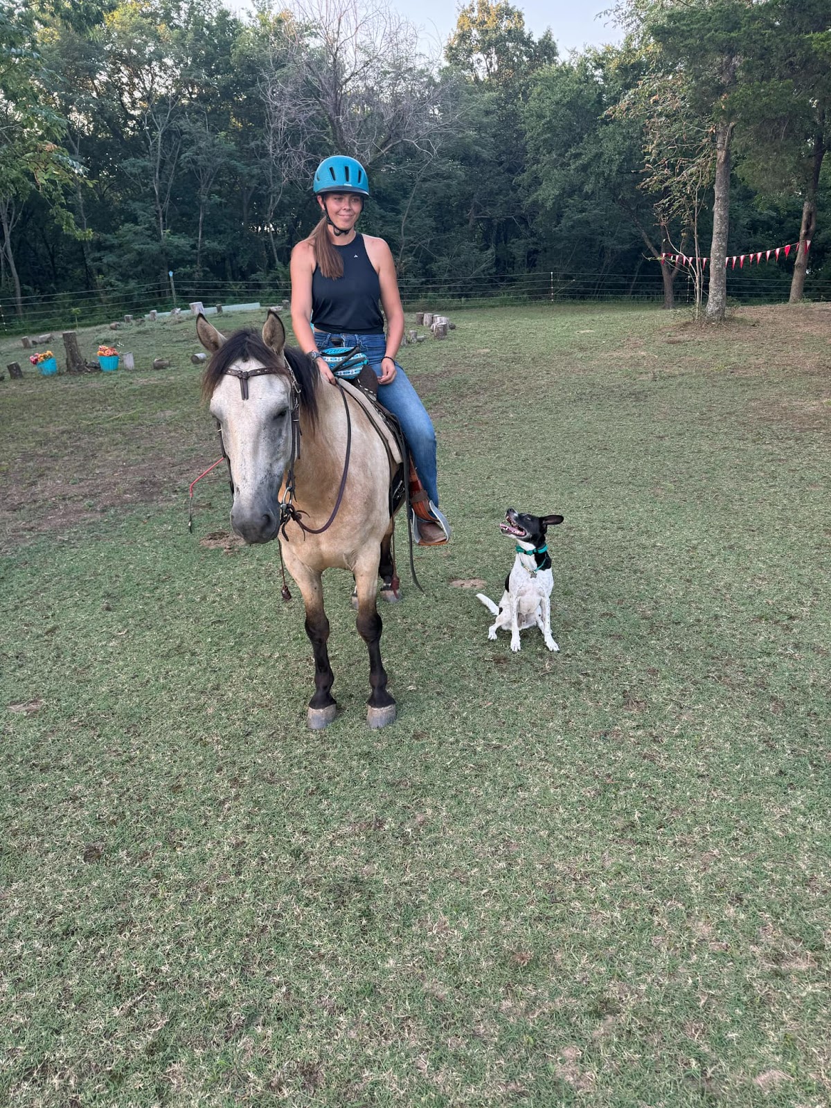 Micah Cox with horse and dog